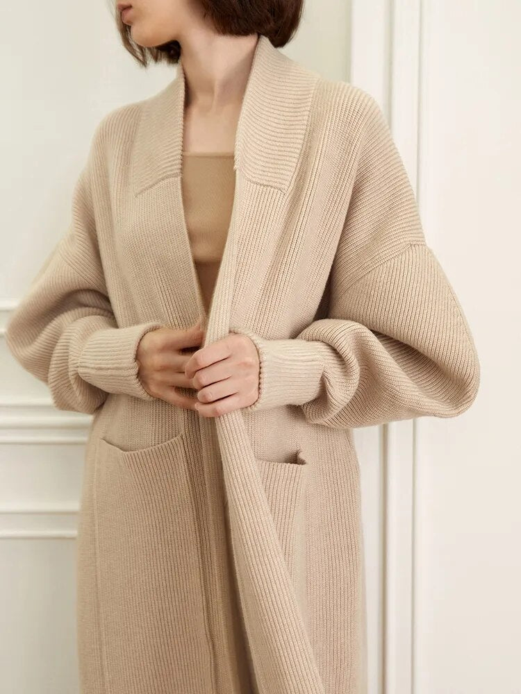 Light Khaki Long Cardigan of Chic Quality | Zalia Atelier