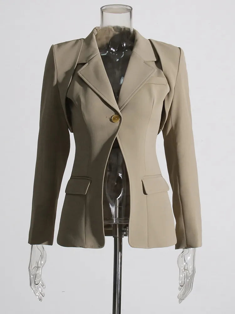 Dark khaki three piece suit chic design