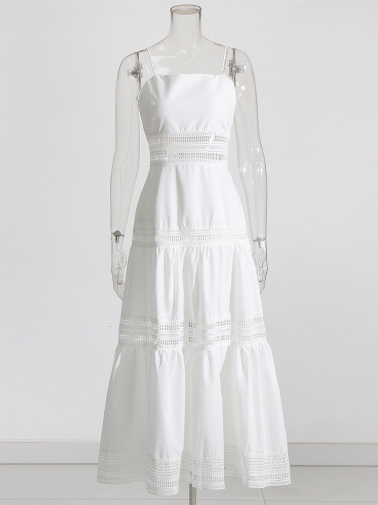 White Lace Trim Dress | Zalia Atelier