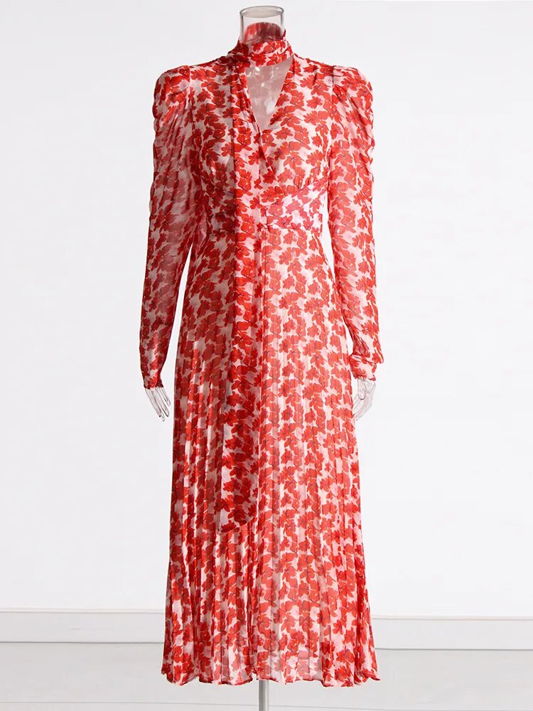 Long Sleeve Maxi Dress with Print Pattern | Zalia Atelier