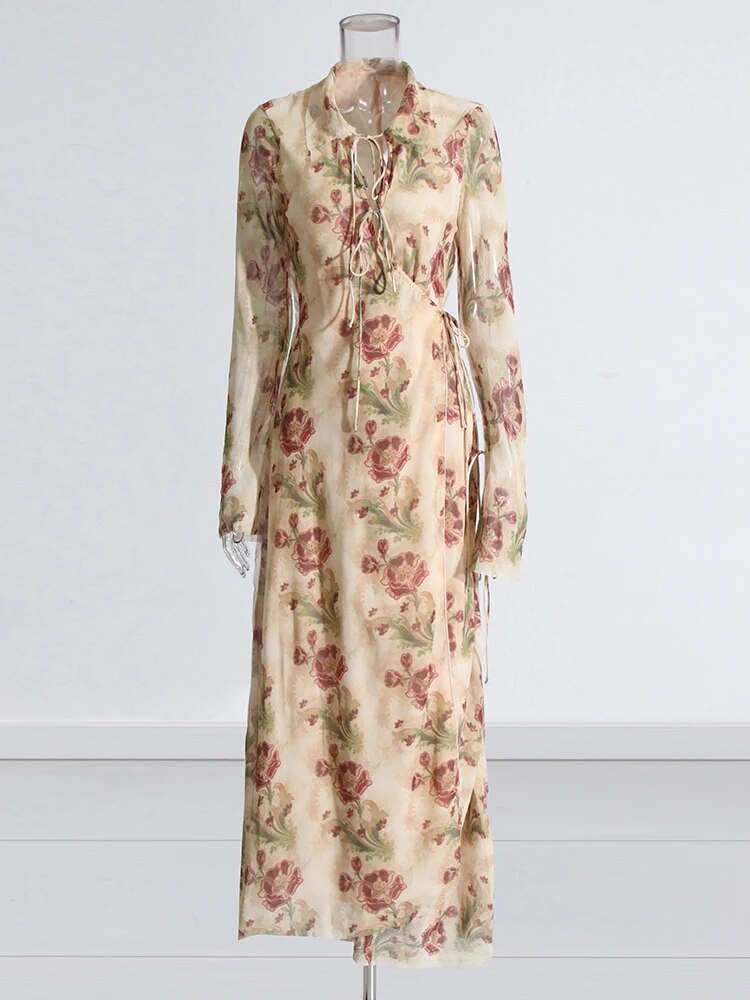 Long Sleeve Floral Print Maxi Dress | Zalia Atelier