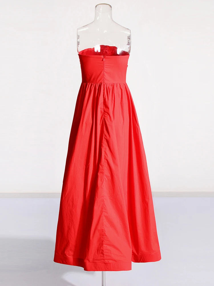 Red Applique Maxi Dress