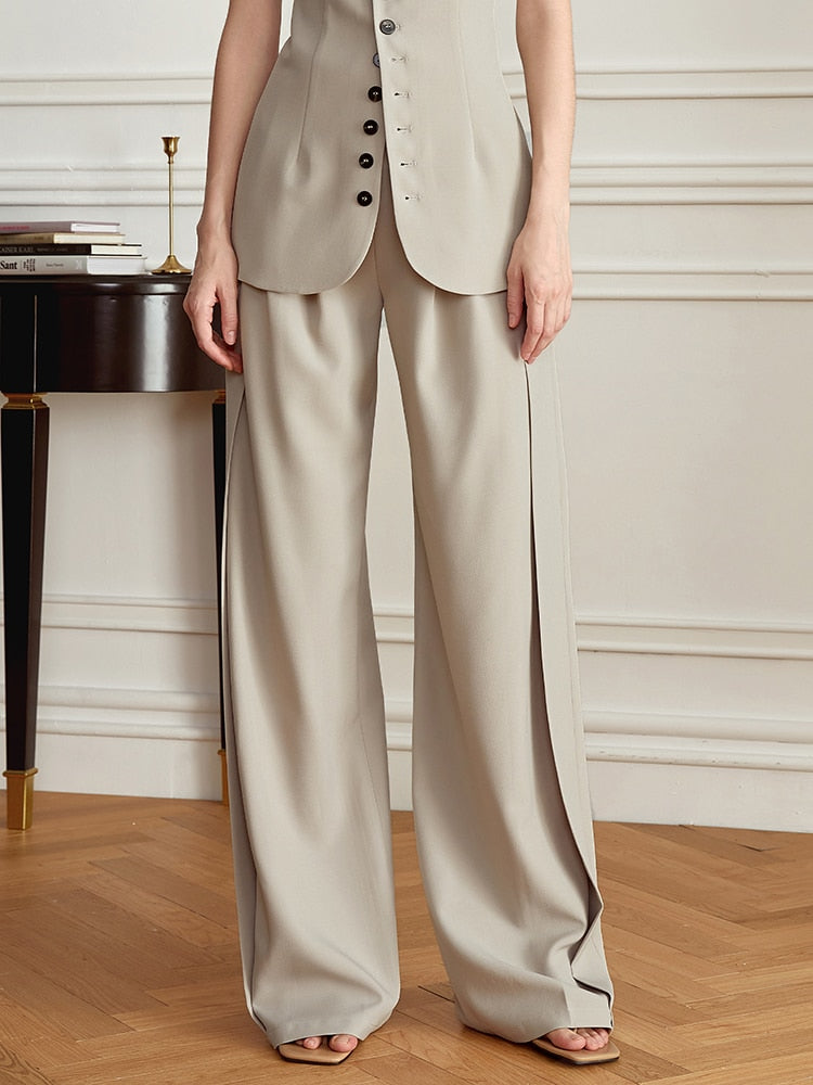 Apricot Wide Leg Trousers | Chic Style and Quality | Zalia Atelier