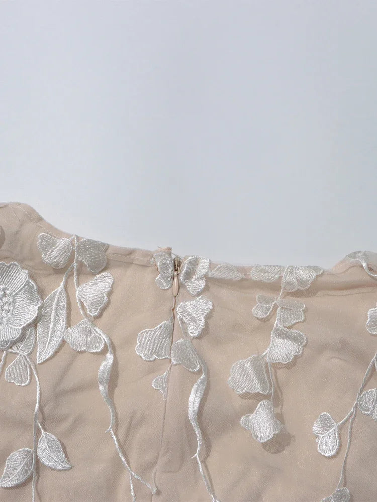 Floral Embroidery Mini Dress