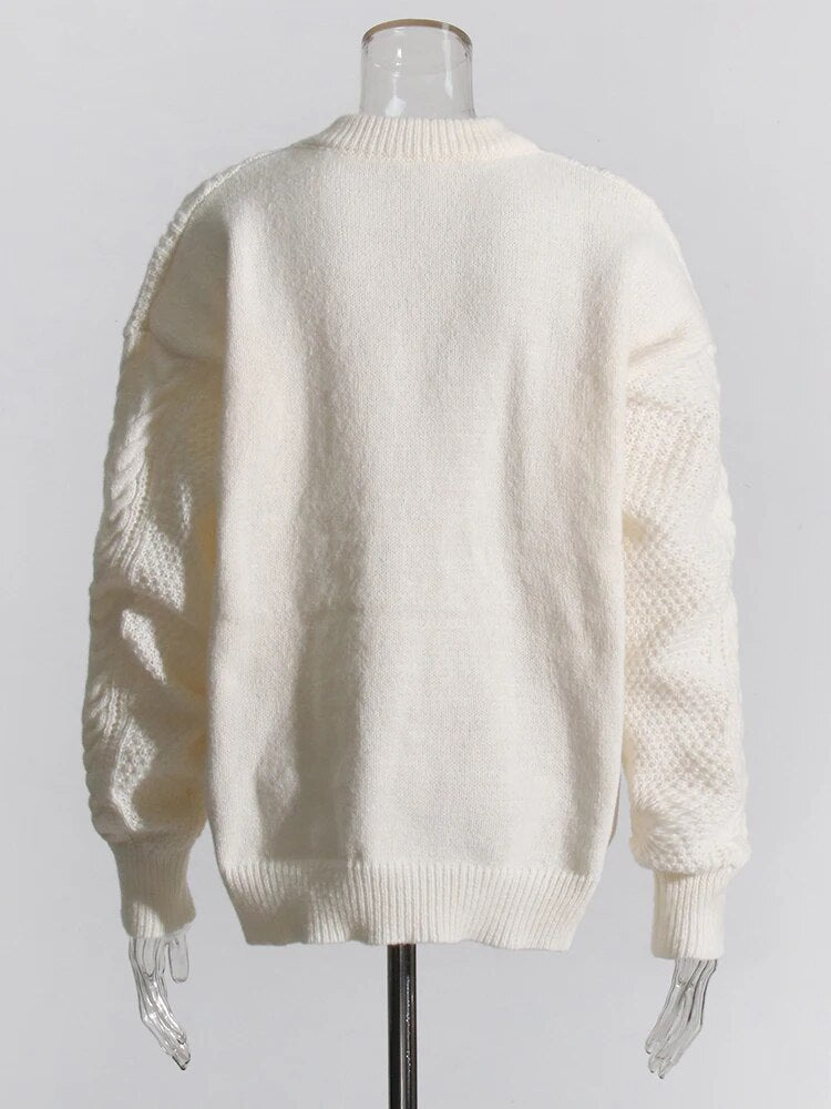 Beige Knit Sweater Loose Fit