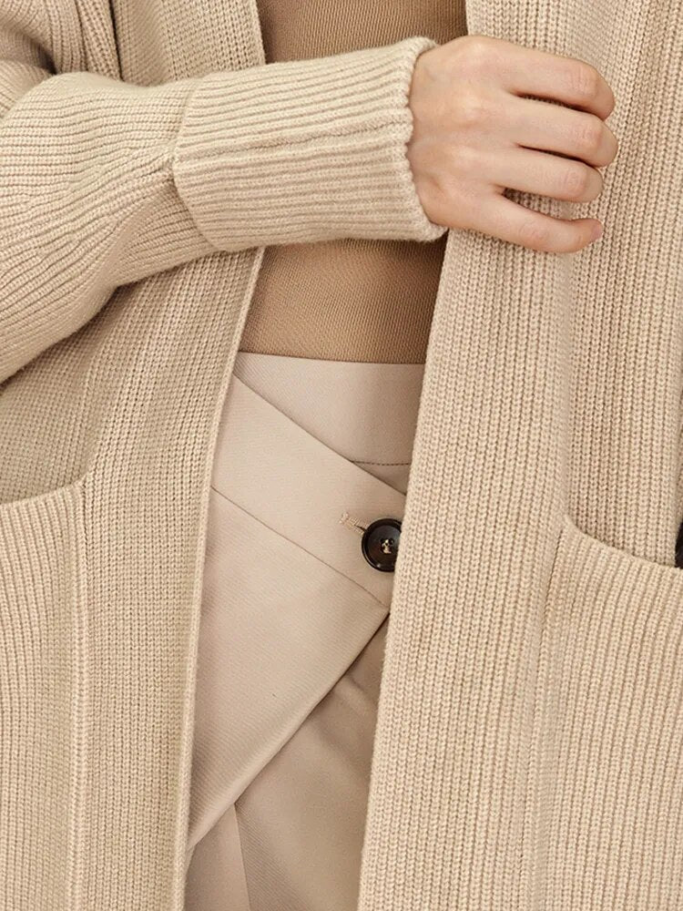 Light Khaki Long Cardigan of Chic Quality | Zalia Atelier