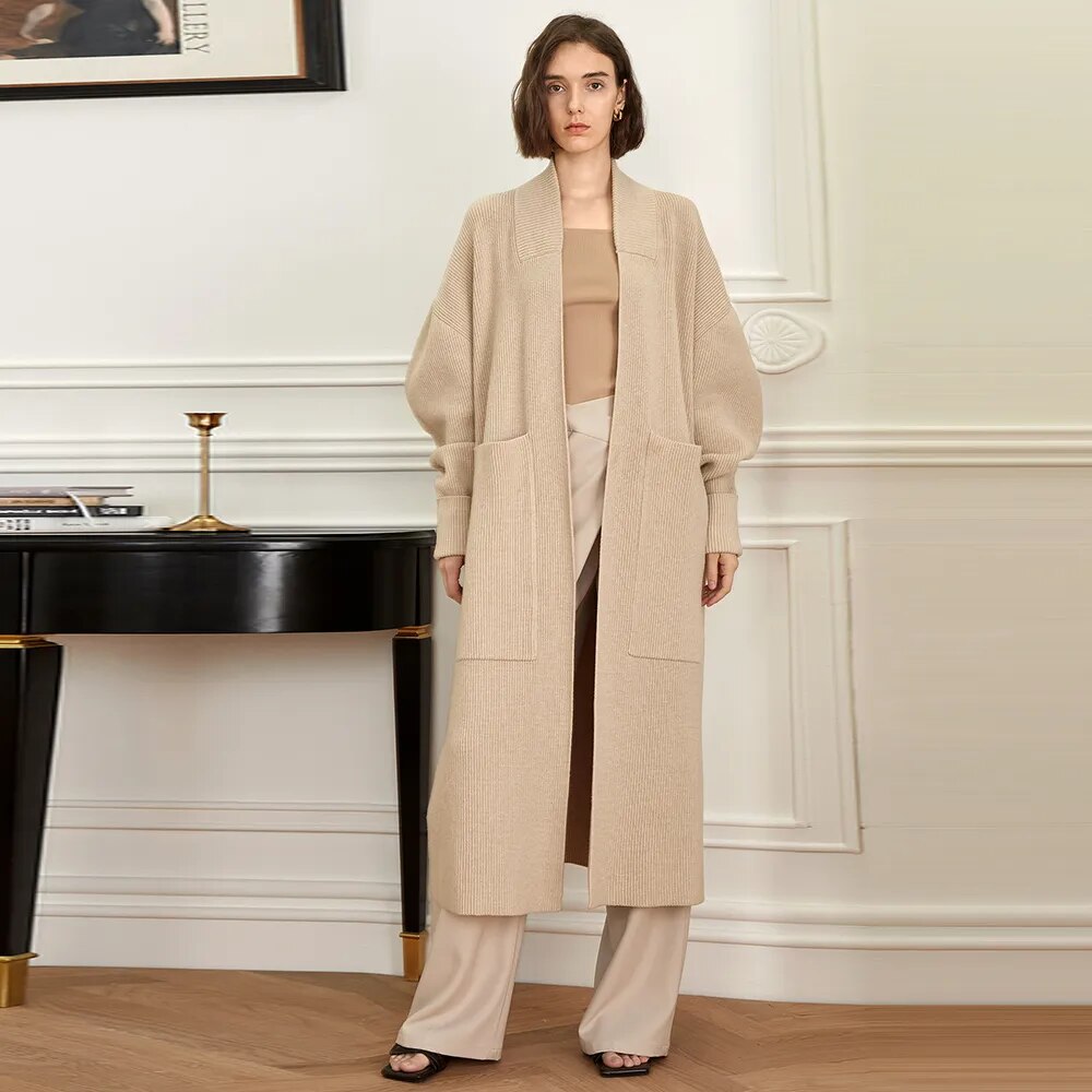 Light Khaki Long Cardigan of Chic Quality | Zalia Atelier