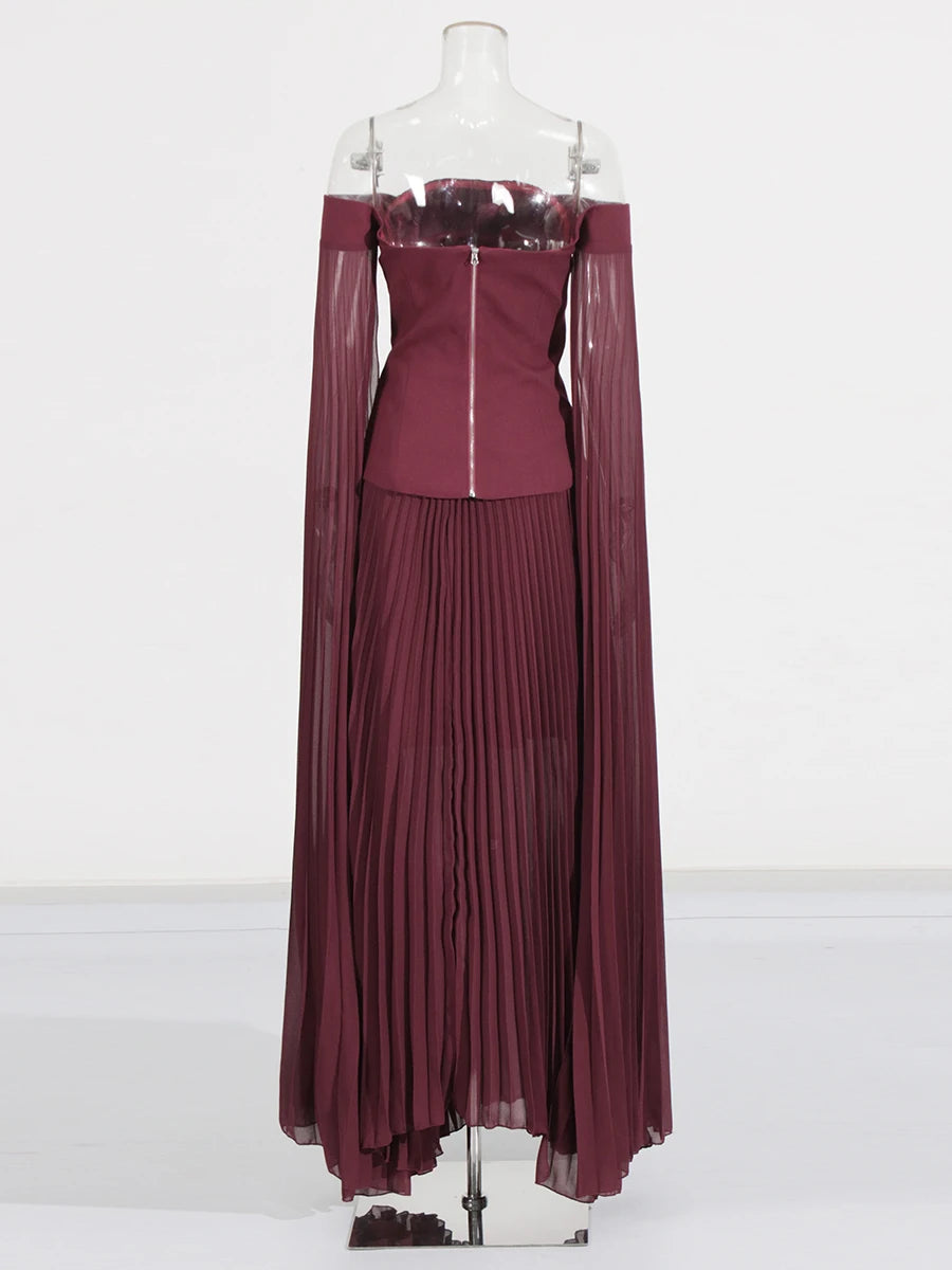 Burgundy Top and Skirt Set