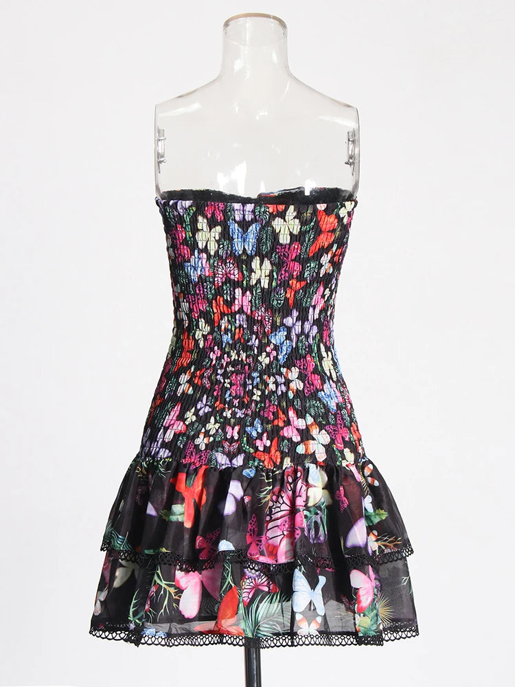 Strapless Floral Mini Dress