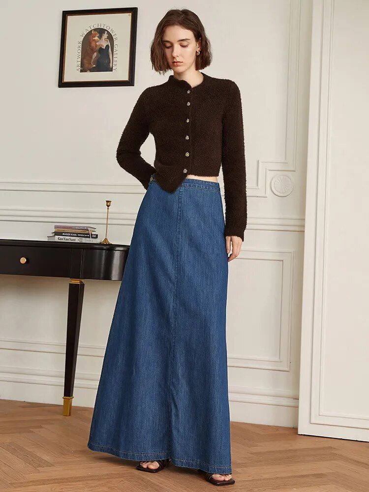 Maxi Denim Skirt | Chic Style Fashion | Zalia Atelier