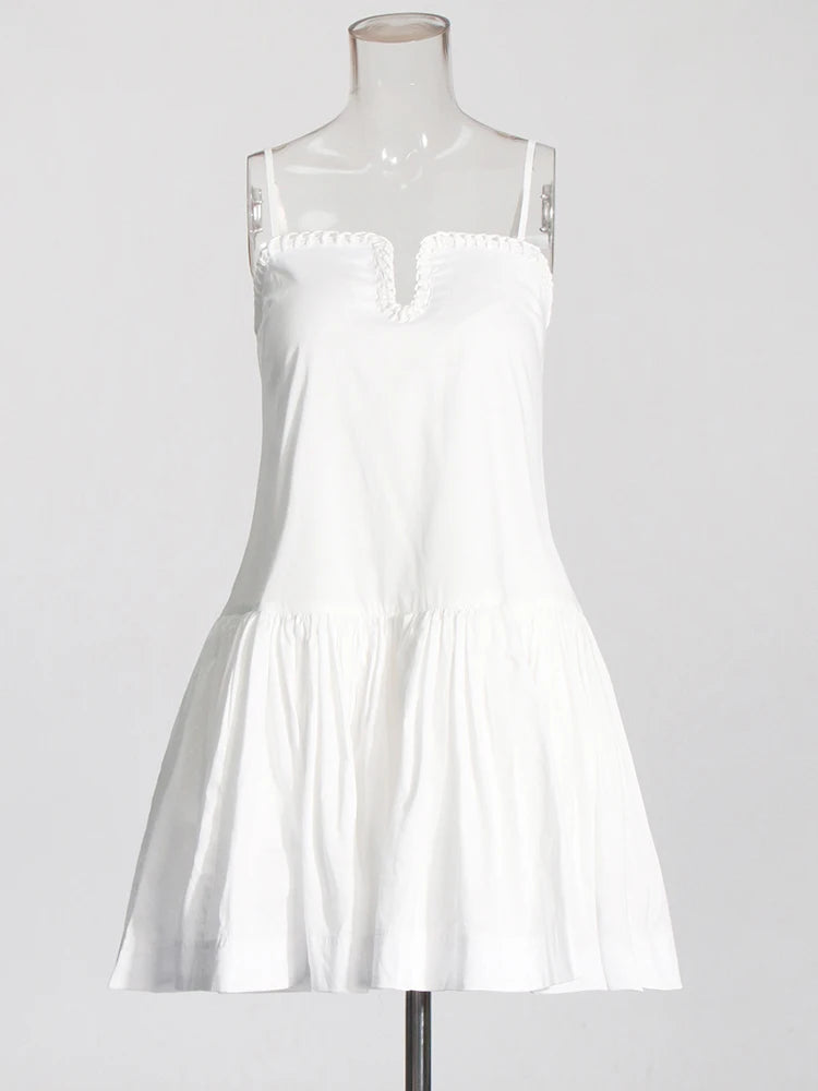 Zalia Atelier | White Drop Waist Mini Dress Sleeveless