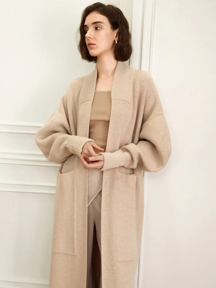 Light Khaki Long Cardigan of Chic Quality | Zalia Atelier