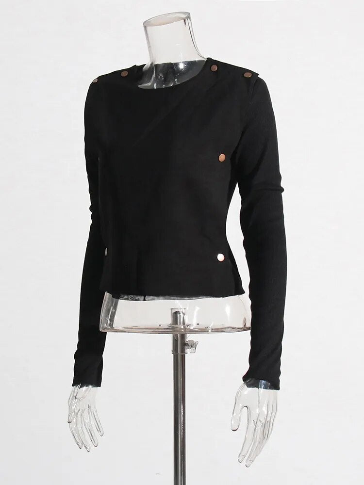 Black Long Sleeve Top with Removable Front | Zalia Atelier