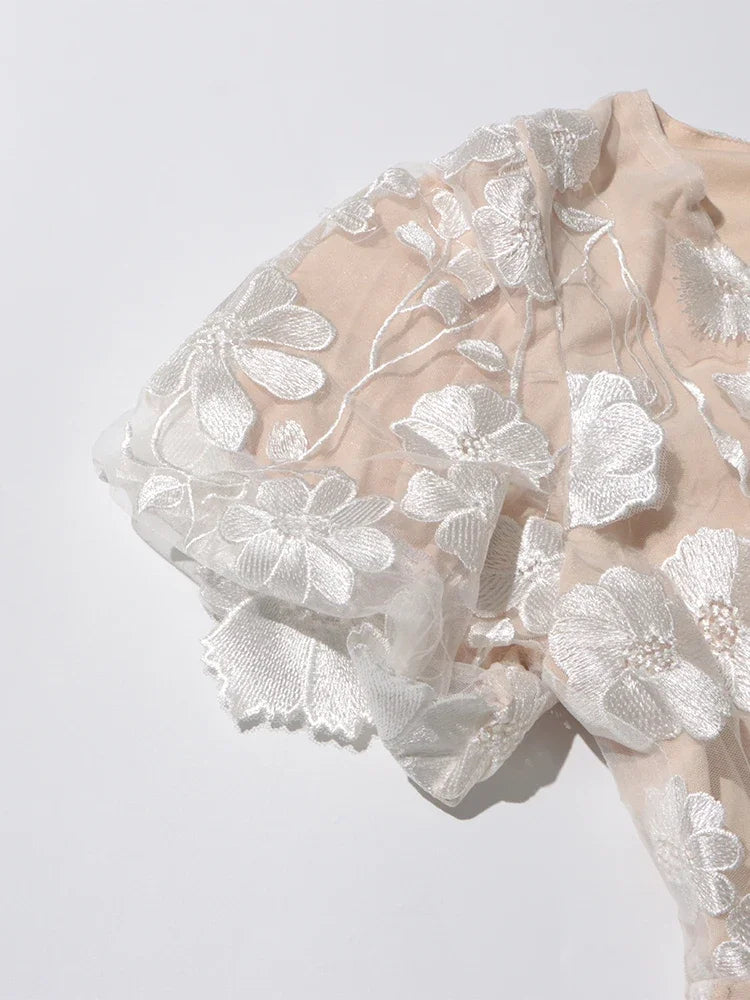 Floral Embroidery Mini Dress