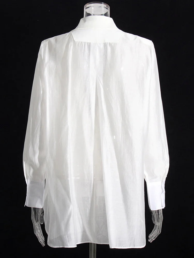 Zalia Atelier | White Blouse Sheer Sleeves and Back