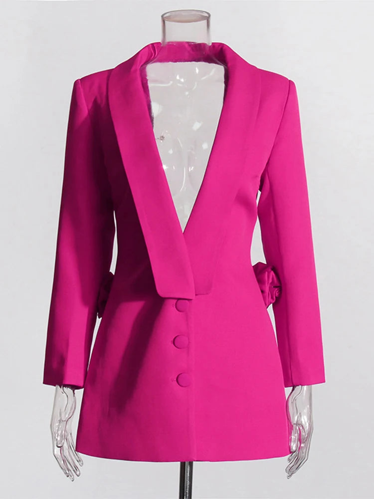 Pink Appliques Blazer Open Back | Zalia Atelier