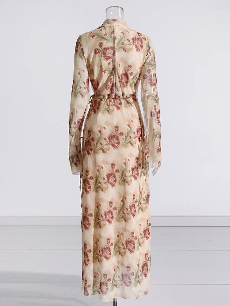 Long Sleeve Floral Print Maxi Dress | Zalia Atelier