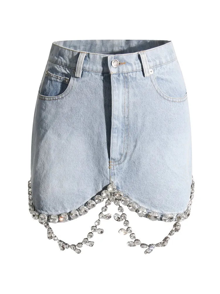 Zalia Atelier | Skirt Denim with Big Rhinestones