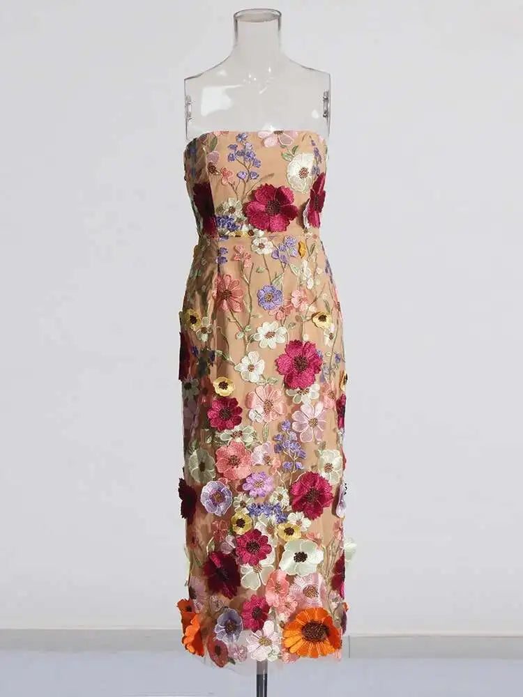 Strapless Appliques Dress | Zalia Atelier