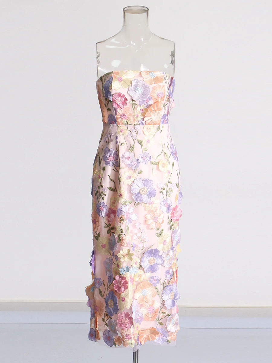 Strapless Appliques Dress | Zalia Atelier