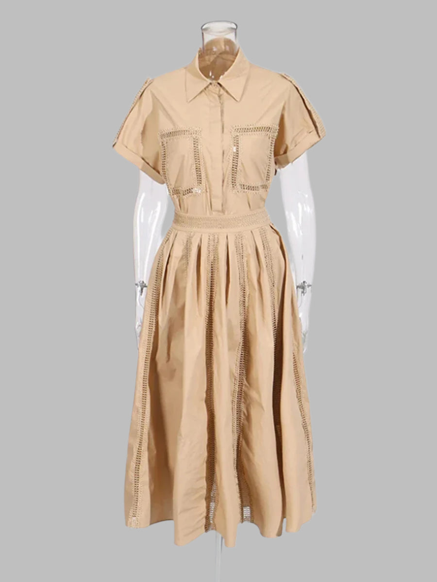 Zalia Atelier | Top and Skirt Set Khaki