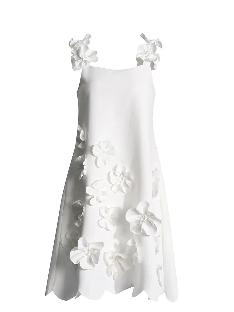 Zalia Atelier | White Mini Dress With Appliques