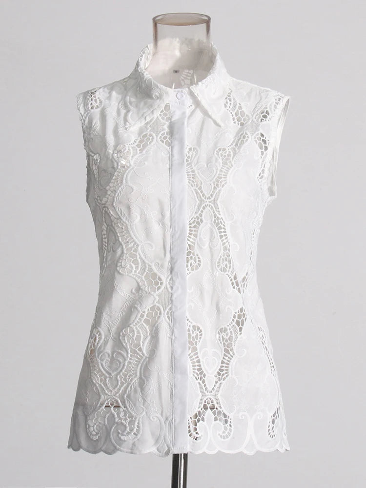 Zalia Atelier White Embroidered Top