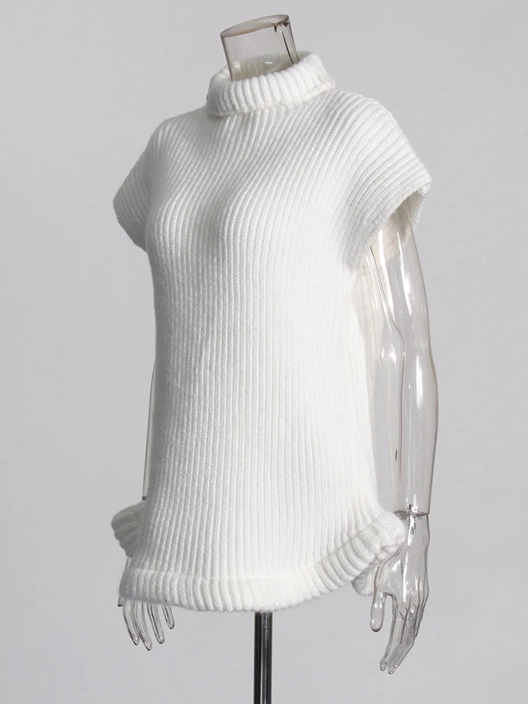 White Turtleneck Sweater Top