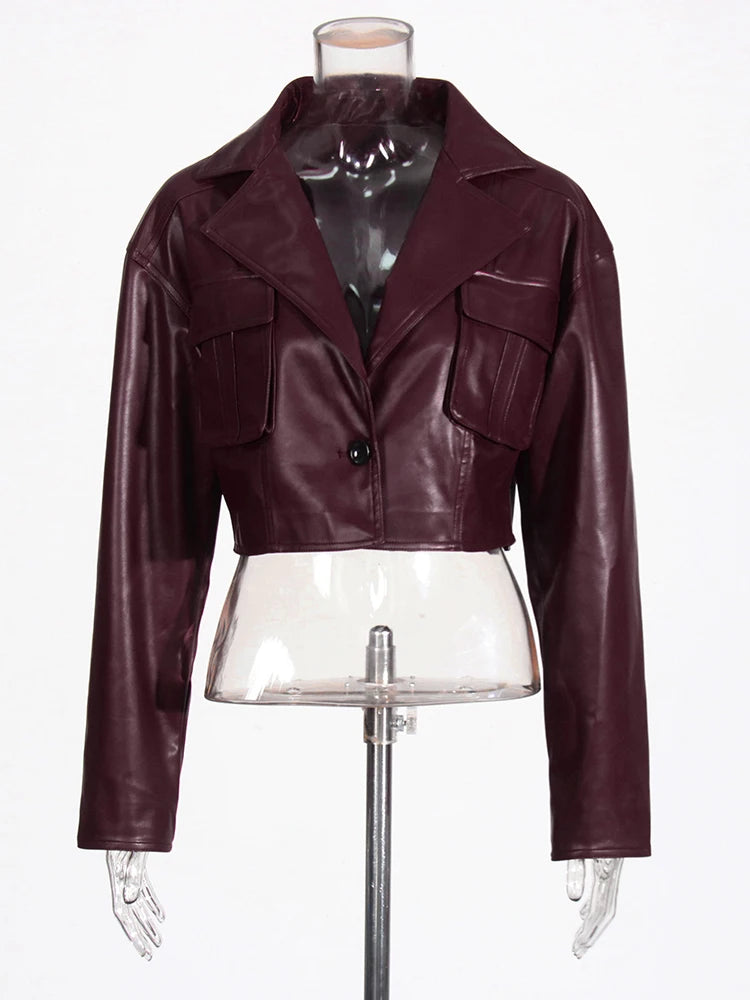 Wine Red Leather Jacket | Zalia Atelier