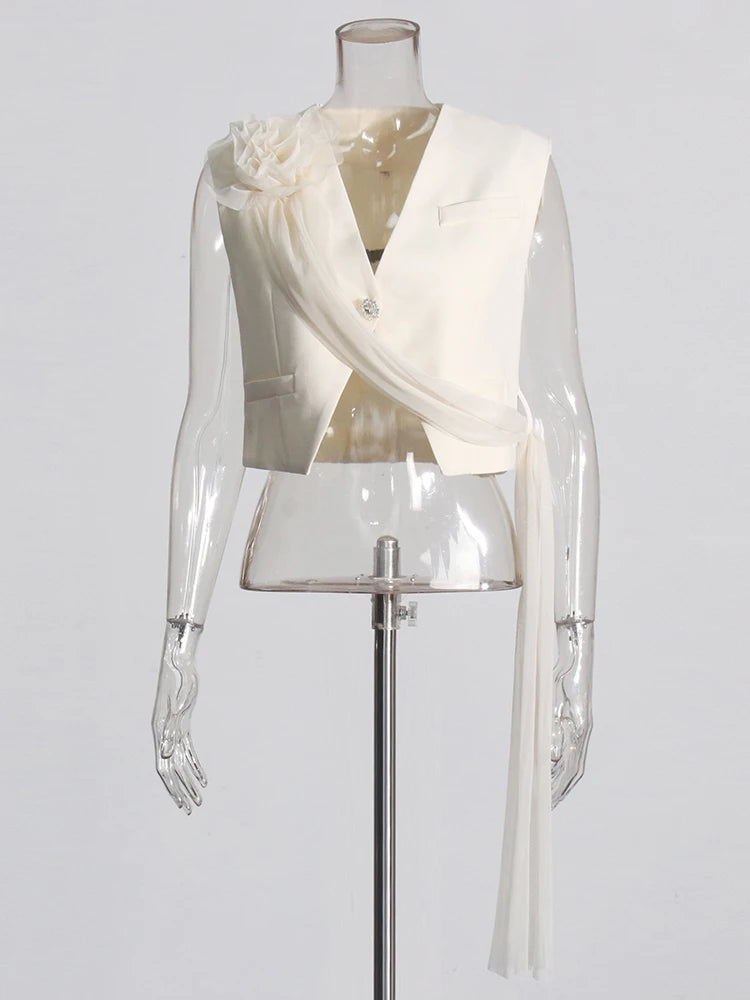 Zalia Atelier | White Vest with appliques | 