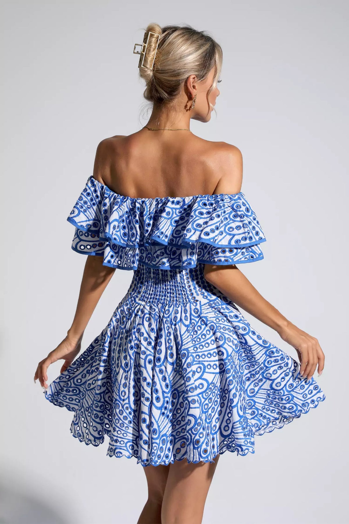 Blue and White Embroidery Dress Charo Ruiz Dupe