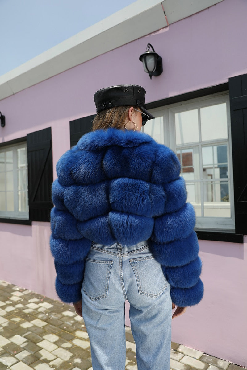 Blue fur jacket