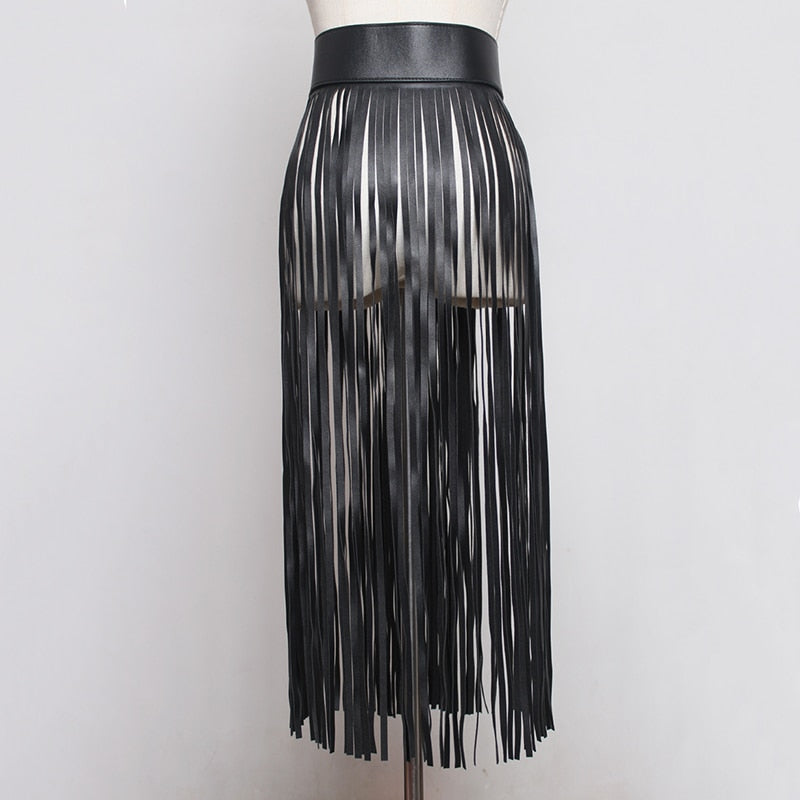 PU Leather Tassel Belt