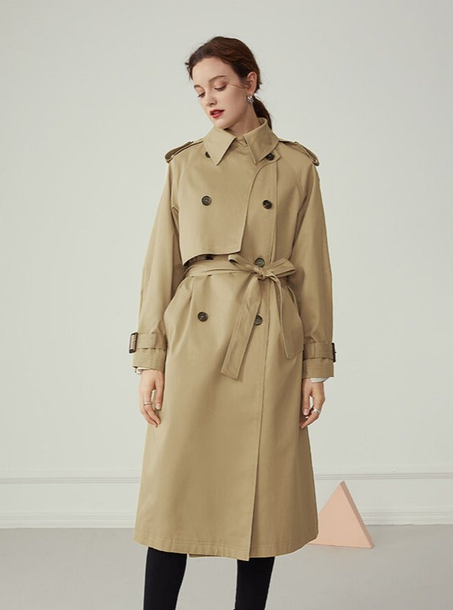 Khaki double breast trench coat