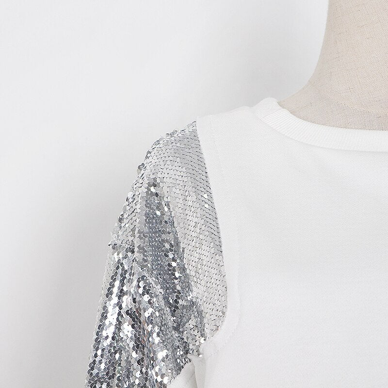 White best sale sequin sweatshirt