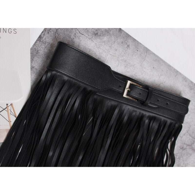 PU Leather Tassel Belt