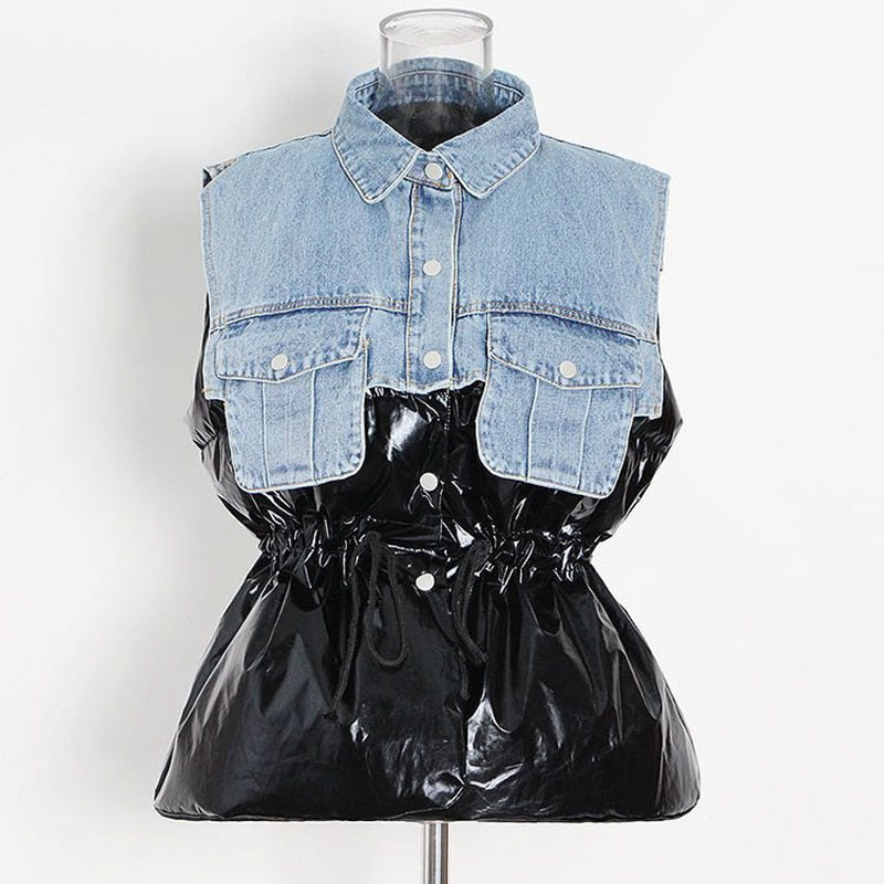 Patchwork Denim Vest