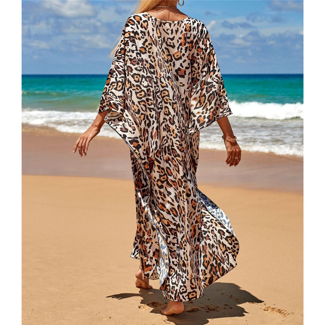 Leopard print bikini cover-up