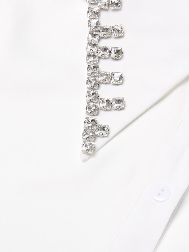 Rhinestone Collar Blouse