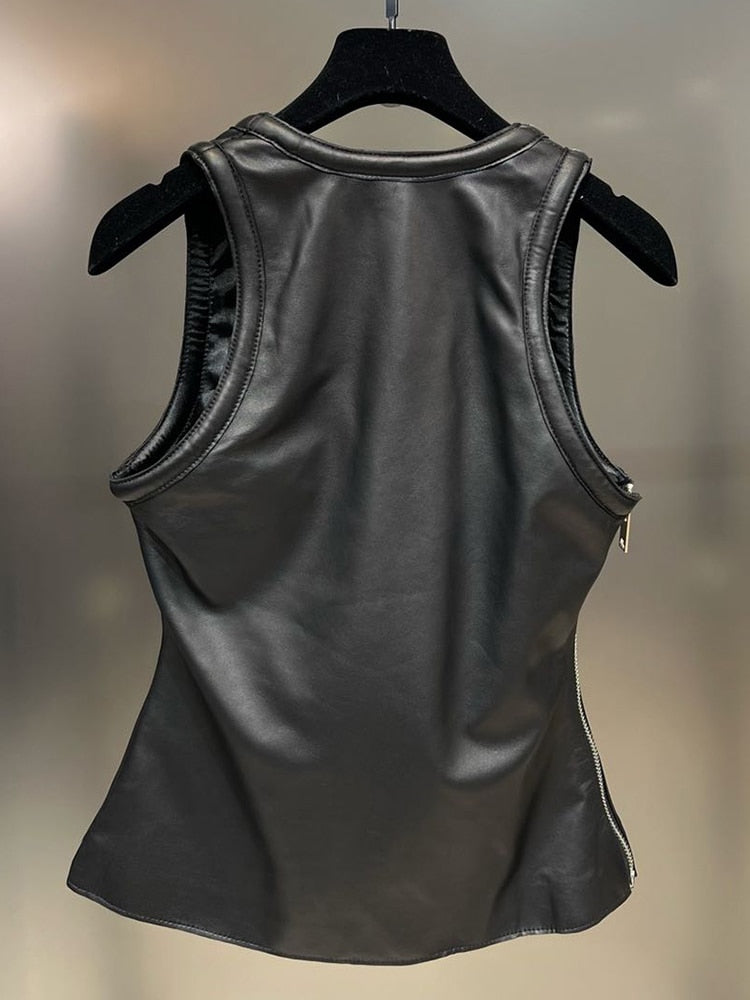 PU Leather Tank Top