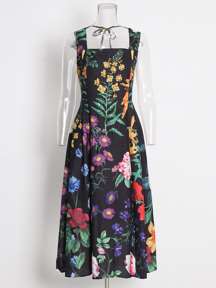 Multi Floral Print Midi Dress | Zalia Atelier