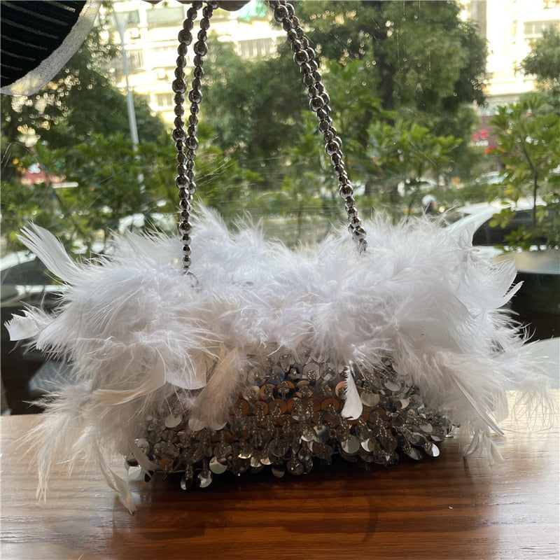 Feather Purse Feather Clutch Feather Bag Ostrich Clutch Feather Bags For  Women Handbag With Feathers Ostrich Feather Purse Purse With Feathers Bag  With Feathers Feather Evening Bag Feather Handbag: Handbags