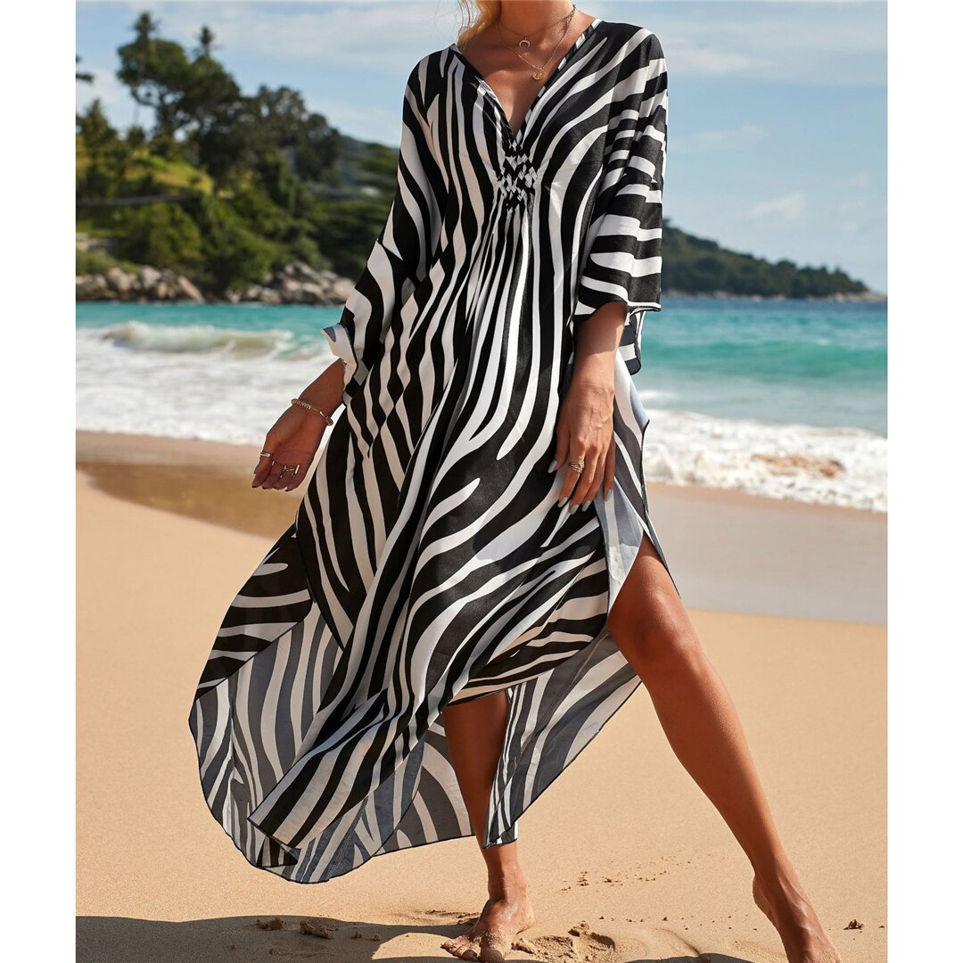 Zebra print beach cover-up