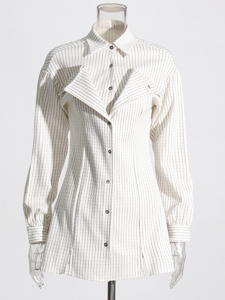 Striped Shirt Patchwork Minimalist Style | Zalia Atelier