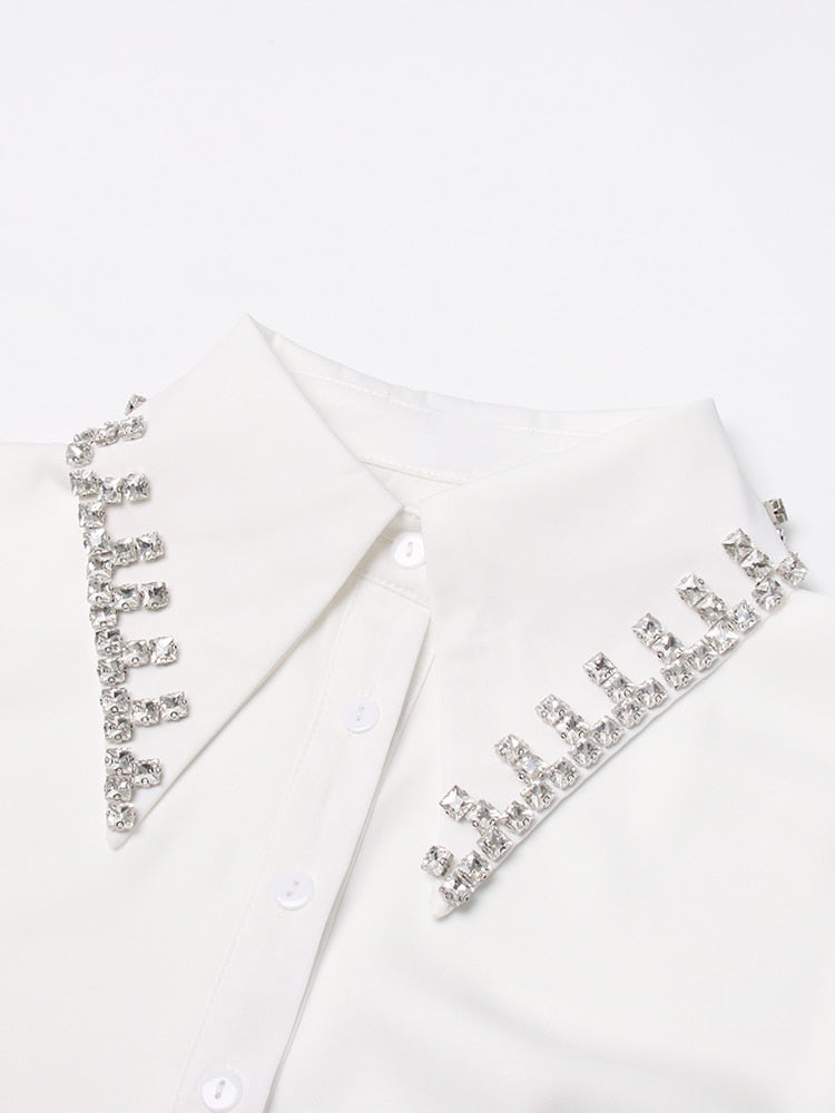 Rhinestone Collar Blouse