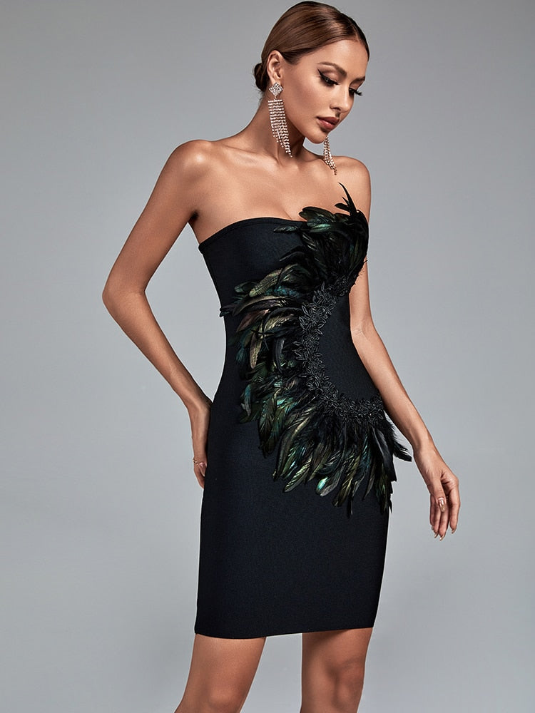 Feather Strapless Dress