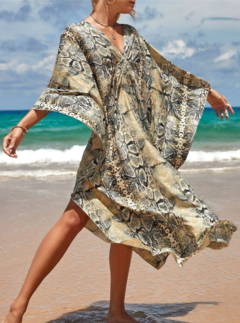 Snake print beach cover-up