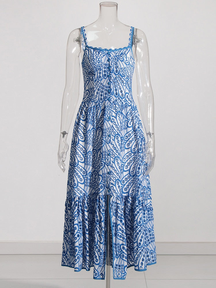 Embroidery Blue and White Dress| Designer Inspired Charo Ruiz Dupe lookalike