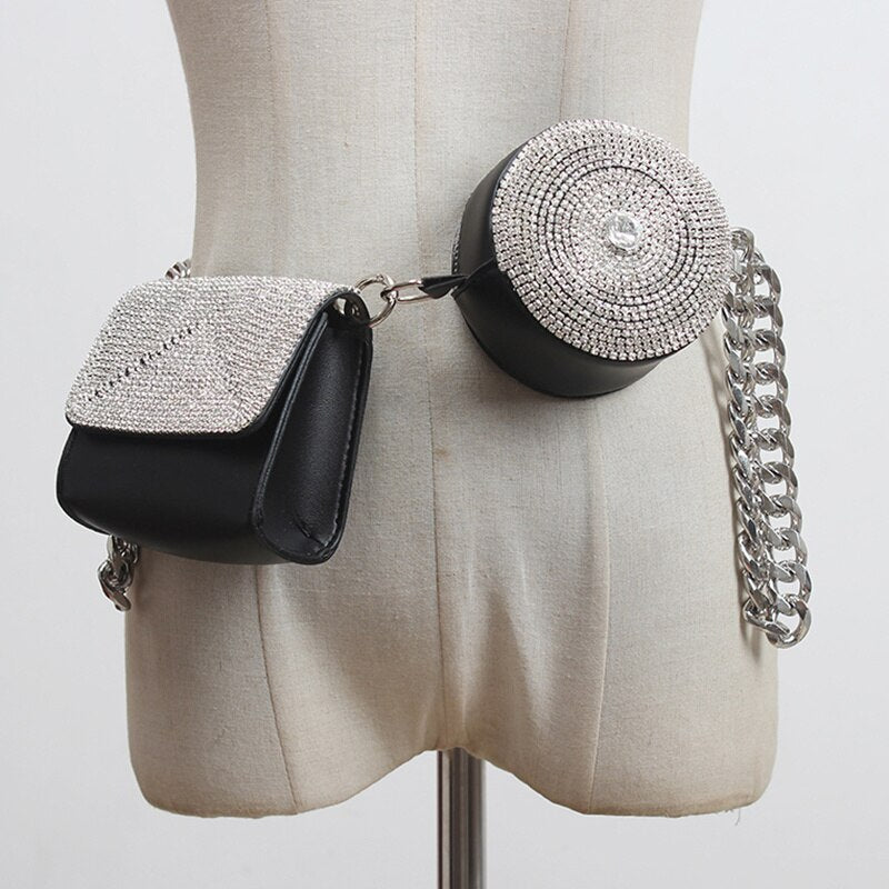 Street Style Belt Bag Rhinestones