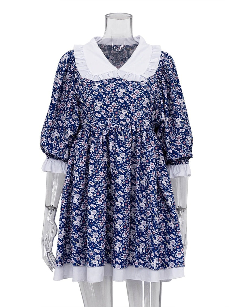 Doll Collar Dress, Puff Sleeves